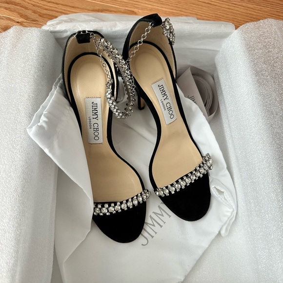 Jimmy Choo Black Suede Diamond Crystal Heels, 37.5 - Picture 6 of 6